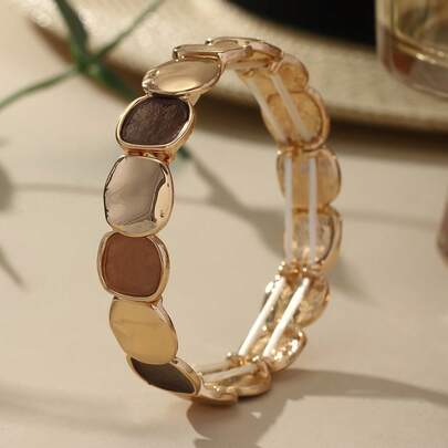 SophiaXuan 1pc Bohemian Elegant Zinc Alloy Square Bangle Bracelet For Women, Suitable For Daily Wear, Gift For Valentine's Day, Mother's Day