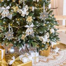 Adornos de árbol de Navidad de cristal - Adornos colgantes de cristal en forma de copo de nieve, carámbano y gota acrílicos iridiscentes para decoración de fiesta con tema de Navidad y Frozen, Papá Noel, renos, campanas, decoraciones de fiesta de Navidad - Multicolor - Ver 5