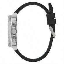 Guess 1 Piece Men's Quartz Watch – 46 Mm Silver Stainless Steel Case & Bracelet, Blue Dial With Multifunctional Timing &Black Rubber Watch Strap, Date Display, 50 M Water-Resistant Fashion Accessory–GW0801G1