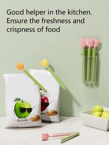 5 kẹp túi đựng thực phẩm hình hoa tulip có hộp đựng, kẹp niêm phong túi đựng đồ ăn nhẹ, kẹp túi đựng thực phẩm trong tủ lạnh, kẹp niêm phong sáng tạo, kẹp niêm phong tủ lạnh từ tính, kẹp đóng gói thực phẩm và hộp đựng, kẹp niêm phong chống ẩm và giữ tươi - Nhiều màu - Xem 8