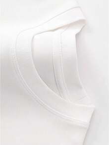 6 Pieces 100% Cotton Short Sleeve T-Shirts - Classic Black & White Solid Color, Crew Neck Design For Casual Use - trắng - Xem 4