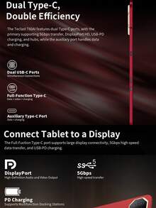 Teclast T60 AI Tablet (Allwinner A733 8-Core 1.8GHz/16(6G+10G)GB RAM/128GB ROM/11.97inch 1200*2000iPS TDDI/WIFI6/8000mAh/Type-C/13MP+5MP Camera/Android 15) With Keyboard & Accessories Bundle