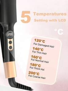 PinkSings Waver 卷发棒，带液晶显示屏，20mm 离子陶瓷双管卷发器，5 档可调温度，防烫伤，快速加热，打造宽大深波浪卷发 - 英規插(220-240V) - 查看 4