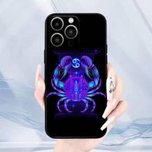 Zodiac Zodiac And Cancer Cute Cartoon Cute Mobile Phone Black Case Shockproof With Lens Protection TPU Officially Licensed Compatible For Iphone11/12/13/14/15/16 Pro Max - Black - View 2