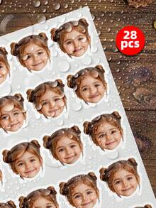 1-100张定制人脸贴纸，照片肖像贴纸 - 模切可移除乙烯基材质，单张派对礼品，多用途，耐用，装饰性强，可重复使用，精致时尚，高品质，色彩鲜艳，现代时尚，可定制，个性化，独特 - 彩色 - 查看 21