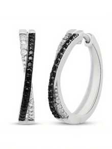 Cercei noi de lux la modă, sintetici, negri/albi, cu zirconiu zirconiu, potriviți pentru purtarea zilnică a femeilor și bijuterii de petrecere