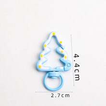 10pcs Creative Hand-Painted Christmas Tree Enameled Spring Clasp Keychain Charms, Colorful Open Spring Clasp Jewelry Accessories