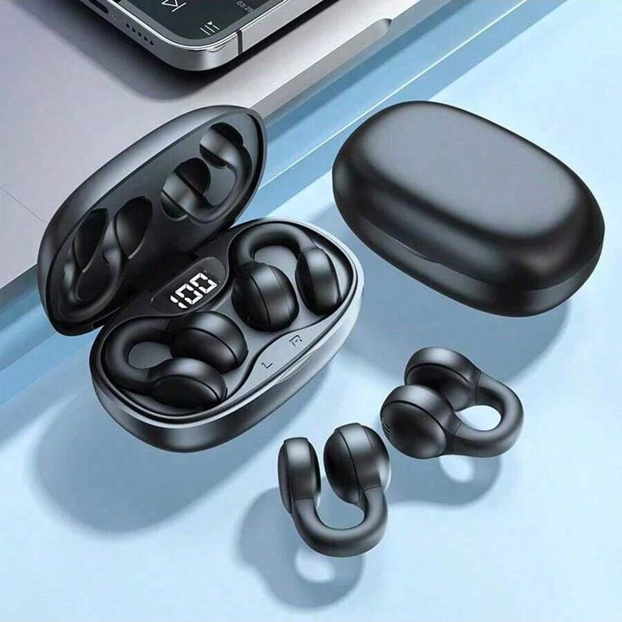 New Wireless Bone Conduction Headphones Bluetooth Earphones Sports Earbuds Earring Ear Hook With Mic Flip Headset Apply To Smartphones