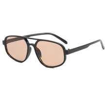 1 par de de mujer con montura de PC color negro, estilo aviador, puente doble, montura completa, estilo callejero, de viaje, de vacaciones, de moda retro - Negro - Ver 8
