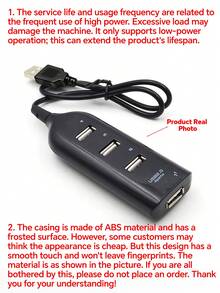 Durcord Hub USB 2.0 de 4 puertos, estación de acoplamiento multifuncional 4 en 1, divisor portátil con interruptor on/off para computadora, portátil, teléfono, disco flash, mouse, lectores de tarjetas, teclados, dispositivos de juegos, reproductores MP3, HDD y otros periféricos USB como impresora, cámara, ventilador USB, etc. - Multicolor - Ver 5