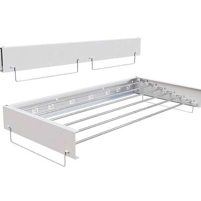 Séchoir à linge mural, séchoir mural pliable et extensible de 100 cm, capacité de charge de 27 kg, 6 tiges en acier inoxydable, séchoir à linge invisible peu encombrant pour une utilisation intérieure ou extérieure