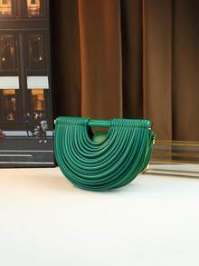 Noodle Element Handbag, Dumpling Shaped Crossbody Bag For Women, Saddle Bag - Green - View 2