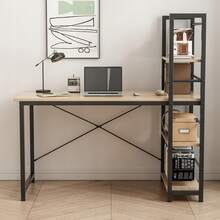 Biurko komputerowe z regałem jasno-brązowe 120CM - Light Brown - Zobacz 2