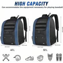 Mochila Béisbol para Adultos y Jóvenes: Hombre, con Gran Capacidad para Béisbol, Guantes, Casco, Batuta y Zapatos, Tamaño 40L, Regalo Deportivo al Aire Libre - Negro-40L - Ver 6