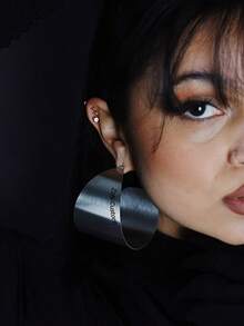 1 Personalized Customized Name, (Deciduous Leaf Shape, Circular, Designed With Exclamation Mark Pattern), Engraved Name Font, African Earrings, Large Earrings. Feature Earrings And Gives Them As Gifts, Handmade Earrings, Gold Earrings, And Personalized Earrings. Fashion Accessories Paired With Clothing, Fashionable Stainless Steel Earrings. - Style 1 - View 14