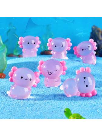 12pcs Luminescent Mini Resin Axolotl Small Axolotl Statue, Can Hide Luminescent Miniature Figures In The Dark, Suitable For Miniature Garden Landscape Decoration Craft Party Gift Toys (Random Color)