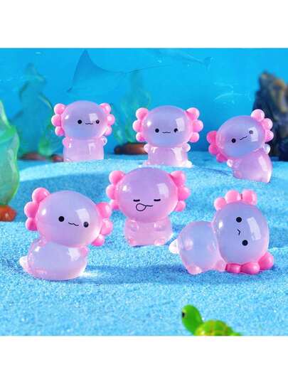 12pcs Glow-In-The-Dark Mini Resin Mexican Axolotl Figurines, Micro Luminous Hidden Models Suitable For Miniature Garden Landscape Decor, Craft, Party Favors, Toys (Random Colors)