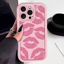 Gaozhu Pink Lip Print TPU Anti-Drop Full Coverage Precision Protective Case For Apple  6/7/8/X/Xs/Xr/Xs Max/11/12/13/14/15/16 Pro Max, Phone Drop Protection, Daily Phone Shield, Full Coverage Phone Cover, TPU Phone Case, Cute Lip Motif, Kiss Mark Design, Precision Fit Cover, Durable Phone Shell, Fashion Phone Users, Style-Conscious Owners,Suitable For  17 Air - Hồng - Xem 3