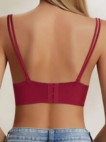 Pack x4 Brasieres Push-Up 3/4 Copa - Ajuste de 3 Niveles, Tirantes Regulables con Lazo, Colores Sólidos Elegantes - Lencería Diaria Cómoda,Nude, Negro, Blanco, Morado - Negro+Blanco+Desnudo+Burdeos - Ver 3