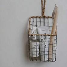 铁丝编织杂物收纳篮，家用壁挂式收纳篮，杂志报刊架（因焊接工艺，铁丝上难免有黑色痕迹） - 彩色 - 查看 1