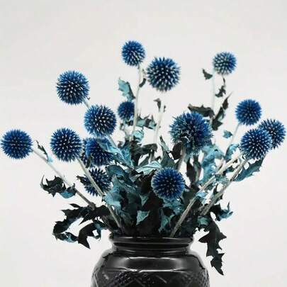 10/20 kugelförmige getrocknete blaue Distel Sträuße - 17 Zoll konservierte Igel-Chrysanthemen Kugeln für Hochzeiten, Boho-Partys, Heimdekoration, Tischdekorationen, DIY Blumenarrangements, Geschenkbox Dekorationen, getrocknete Blumen