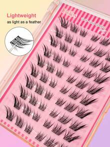 Asiteo 60pcs C-Curl Curly Cartoon Fox Eye Self-Adhesive Cluster Fake Eyelashes, No Glue Needed, DIY Individual Lash Extension, Natural & Soft, Segmented False Eyelashes - C - View 5
