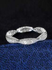 优雅奢华的 CZ 镶嵌几何水钻戒指，含礼品盒，适合女性婚礼、订婚和节日送礼