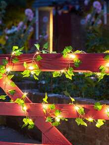 1 szt. zielonych lampek LED z motywem liści, sztuczne lampki choinkowe z wiecznie zielonego bluszczu, zielony wzór liści, zasilane bateriami, do dekoracji ściennych wewnątrz i na zewnątrz, imprezy, tworzenie świątecznej atmosfery, Boże Narodzenie, oświetlenie imprezowe, dekoracje świąteczne, oświetlenie nastrojowe, trwałe, odporne na warunki atmosferyczne lampy wiszące, wystrój domu, dekoracja imprezy, ciepły akcent