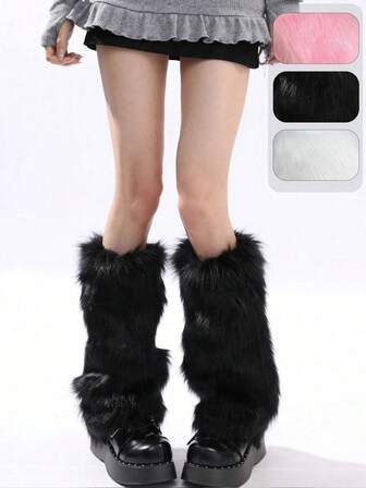 1 Pair Of Faux Fur Boot Covers Short Fuzzy Leg Warmers Versatile Winter Plush Leg Covers Y2K Sweet & Edgy Leg Warmers Party Leg Covers Japanese JK Subculture Style