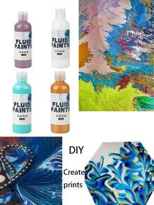 Bộ 6 màu sơn nghệ thuật dạng lỏng, độ bóng cao, sơn acrylic, chống phai màu, hiệu quả hoàn hảo sau khi khô, thích hợp cho đá, gỗ, vải bố, thạch cao và các bề mặt nghệ thuật khác, 100ml/chai, sơn nghệ thuật, màu sắc sống động, sơn bền lâu, dụng cụ nghệ thuật, dành cho nghệ sĩ và họa sĩ, vẽ tranh sáng tạo, dễ tán, màu sắc bền lâu, bột màu vẽ. - Nhiều màu - Xem 6