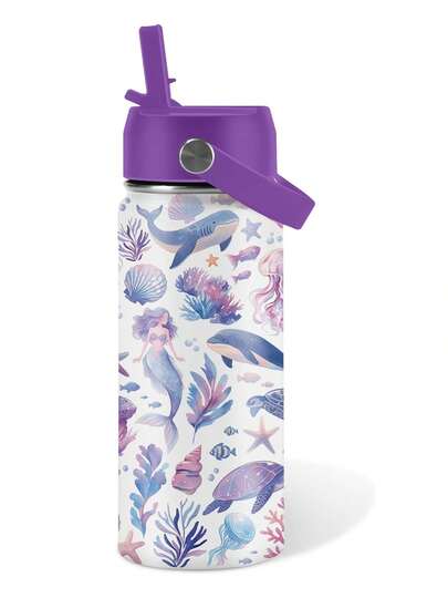 Botella de agua de doble pared al vacío de 16 onzas con tapa con pajita, taza de regalo de cumpleaños, taza aislada de acero inoxidable, a prueba de fugas, perfecta para viajes - amigos al aire libre y amantes de la naturaleza