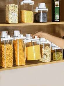 1 pièce Réservoir de stockage transparent en PET avec couvercle scellé, utilisé pour stocker les céréales et les articles divers, le stockage et le tri de la cuisine, la boîte de stockage pour aliments pour animaux de compagnie, la boîte de stockage multifonctionnelle, les décorations, la décoration de la maison, les cadeaux de Noël, les cadeaux pour la maison et la décoration de la chambre.