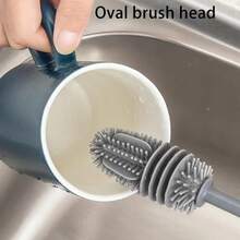 Silicone Cup Brush Milk Bottle Cleaning Brush Long Handle Water Bottles Cleaner Glass Cup Cleaning Brush Kitchen Cleaning Tools