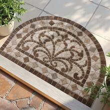 1pc DAJIANG Half-Circle Door Mat - Non-Slip Indoor/Outdoor Entry Mat, Beige/Brown/Gray/Black/White/, Durable Polyester Floor Mat For Front Door, Patio, Home Decor - Easy To Clean, Patio Mat, Floral Pattern, Sturdy Construction, Decorative Mat - 1 cái - Xem 6