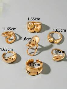 imoli Set de 15 piezas de anillos geométricos abiertos de aleación minimalista y de talla grande , un regalo de joyería de diseño único para mujeres, adecuado para todas las estaciones y ocasiones