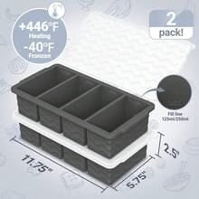 Silicone Freezer Tray For Soup With Lid – 1-Cup Soup Container Style Ice Cube Trays For Freezer, Meal Prep & Food Storage, Freeze 250mL/125mL Portions – 2 Pack,21103637 - 淺灰色 - 查看 2