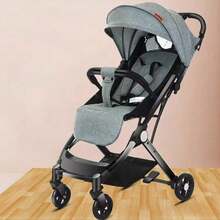 Portable Baby Stroller One-Hand Folding Pushchair W/Adjustable Backrest - Grey - View 6