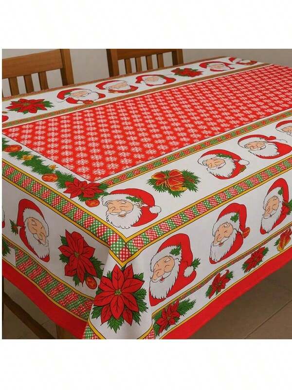 Toalha de Mesa Oxford Natal Estampada Sortida Papai Noel Vermelho Verde Enfeites Natalinos Ceia Jantar Decoração Mesa Cozinha
