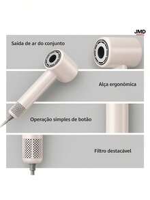 Secador de Cabelo Alta Velocidade 110000rpm Íon Potente Silencioso - Branco - Visão 6