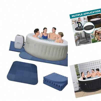 77" Round 1/2" Extra Thick Black EVA Foam Non-Slip Hot Tub Mat For Inflatable Tubs, Outdoor Pools & Spas, Assembly Required