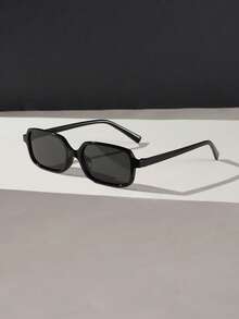 1 件男士亚克力休闲矩形时尚黑色太阳镜，适合度假出游 - 彩色 - 查看 17