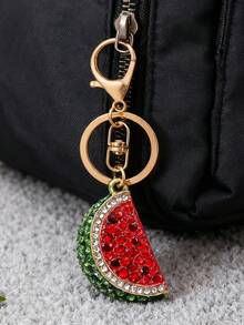 Cute Fruit Diamond-Encrusted Watermelon Metal Keychain - Unisex Bag Charm, Backpack/Car Keychain & Accessory, Perfect Gift For Friends