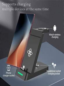 SUONEE 3 In 1 Charging Station US EU UK AU Charger Adapter For Galaxy S25/S24/S23/S22/S21-S9/Note20-9/Z Fold 5 4/Z Flip 5 4/Galaxy A Series Modle Etc, Galaxy Buds Wireless Charger Stand Galaxy Watch 7 6 5 Pro/4/3 - Multicolor - View 2