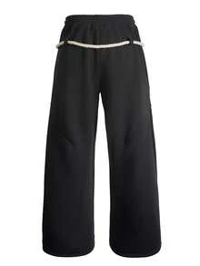 Men's Fashion Pocketed Wide Leg Loose Casual Sweatpants - Black - View 5