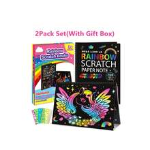 1 件彩虹刮画书，儿童手工绘画玩具礼物