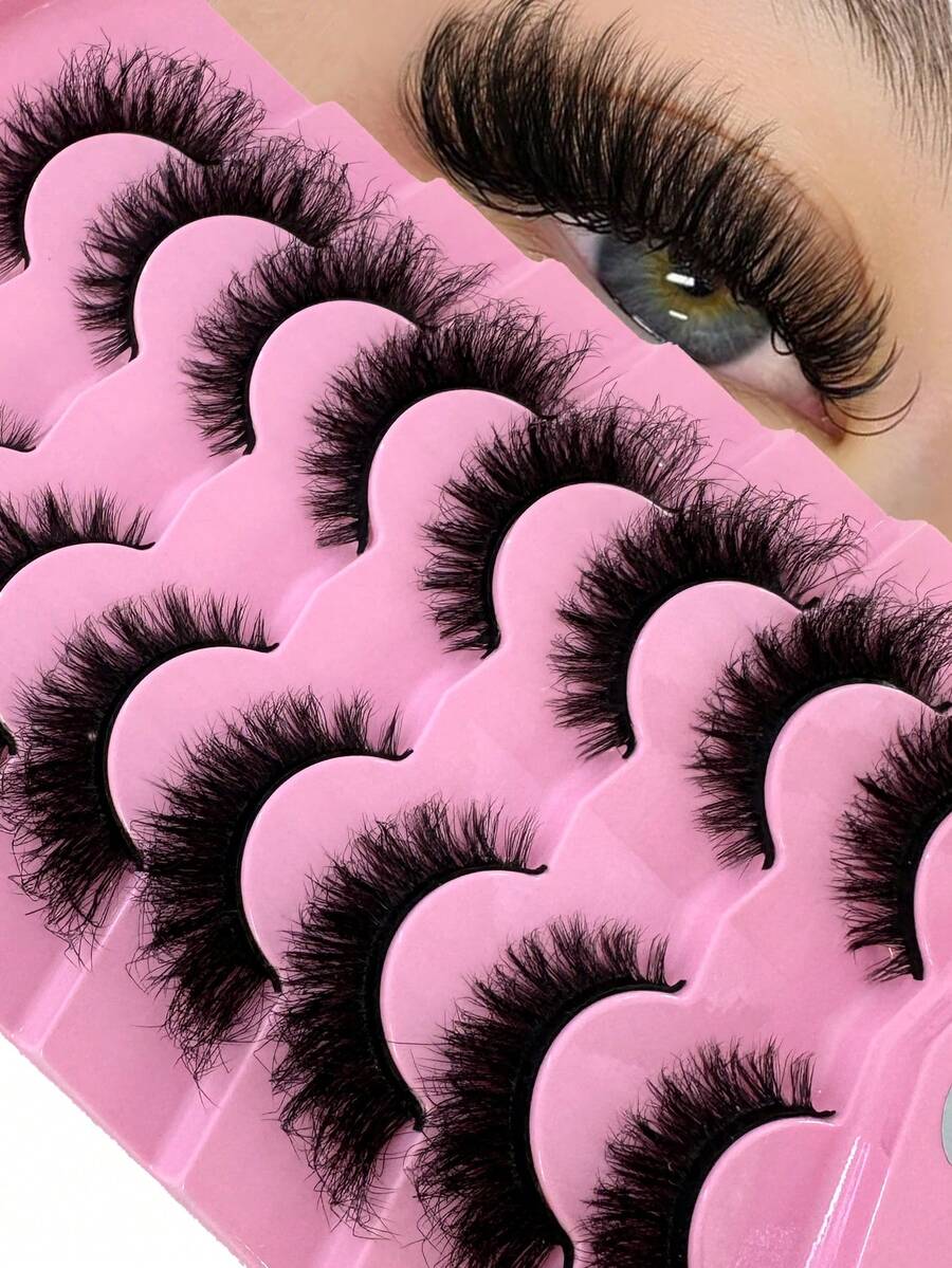 HBZGTLAD 8 pares de pestañas postizas naturales con efecto voluminoso y rizado DD, con estilos ahumados, de aspecto natural, reutilizables para uso diario y práctica