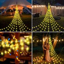 1 pieza Árbol de Navidad de 180 LED Cascada de Hadas, Luz de Corona de 9 Caídas de 200 cm, Luces de Cortina con Control Remoto 8 Modos, Adecuado para Decoración de Habitación de Bebé, Decoraciones Navideñas, Decoraciones de Árbol de Navidad, Decoraciones de Boda