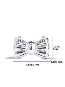 Women's Small Elegant Shoulder Bag - Shiny Bow Crossbody Purse Magnetic Buckle Cute Chain Clutch For Valentine's Day Gift For Girlfriend - 銀色 - 查看 7