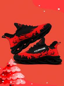 Custom Women's Christmas Plush Lining Sneakers With Personalized Name Print, Festive Santa Belt Design Cozy Shoes With Customized Photo, Lightweight Comfortable Soft Bottom Warm Sneakers For Men And Women, Gym Training Breathable Tennis Shoes, Unique Christmas Gift For Mom/Dad/Her/Him/Girlfriend/Boyfriend/Wife/Husband/Friend ﻿ - Black - View 5