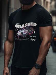 Graphic Tee Artwork, Men T- Shirt, Camisas De Hombre, Casual Style For A Relaxed Get- Together With Friends, Casual T-Shirt Graphic Tees, 100 Percent Cotton Shirts, White Street Graphic Tees, Men's T-Shirt, Funny Graphic Vintage T Shirts, S-XXXL - 黑色-5 - 查看 2